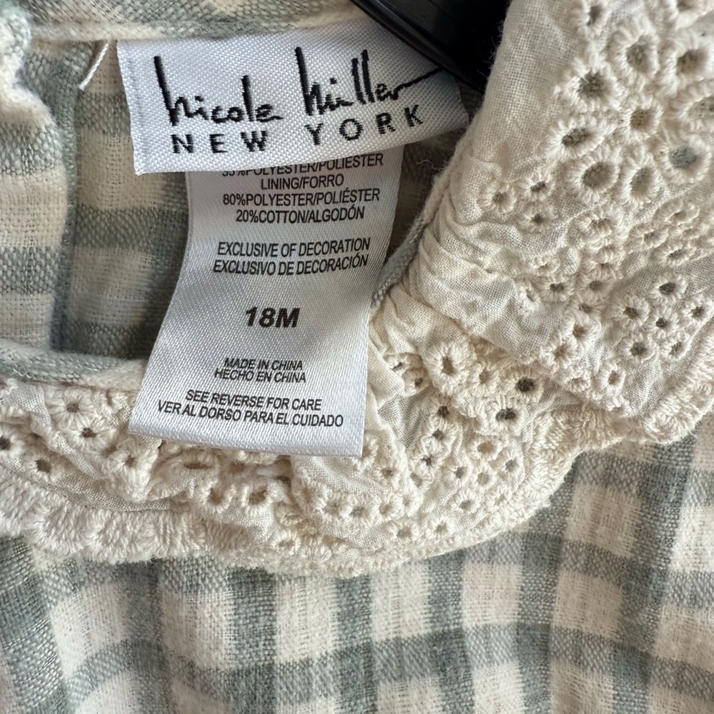 Nicole Miller Plaid Ruffle Baby Romper 18M - Picture 3 of 4